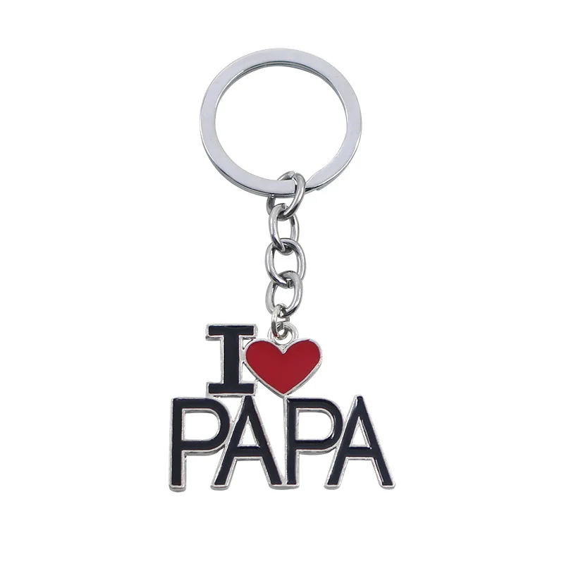 Модные буквы i love mom& DAD& PAPA& MAMA брелок в форме сердца персональный унисекс, металлические брелки для родителя подарок ювелирные изделия - Цвет: PAPA