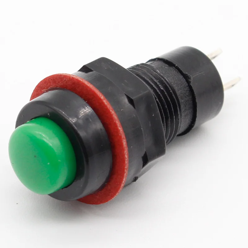 6 шт. Кнопка сброса переключатель 10 мм возвратный кнопка с самовозвратом переключатель - Цвет: Зеленый