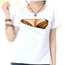 F1593 2016 New Spring Summer Harajuku Girls’ Funny 3D Printed T-shirts T Shirt Fake Faux Bra Print T-shirt Female For Women