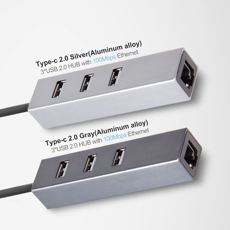 OFCCOM 3 Порты 2,0 USB C концентратор Тип usb C разветвитель адаптер Ethernet RJ45 10/100 Мбит/с локальной сети для MacBook Pro планшетный ПК USB-C