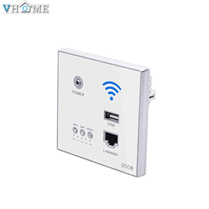 Vhome 300 Мбит/с 220 В мощность AP реле Смарт Беспроводной Wi-Fi ретранслятор удлинитель настенный Встроенный 2,4 ГГц маршрутизатор панель usb разъем - Тип: White