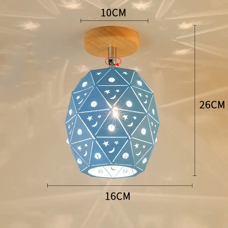 Современный светодиодный потолочный светильник в скандинавском стиле, подвесной светильник, деревянный потолочный светильник для гостиной, фойе, лофт, коридор, крыльцо, домашние фонари - Цвет корпуса: F-Blue