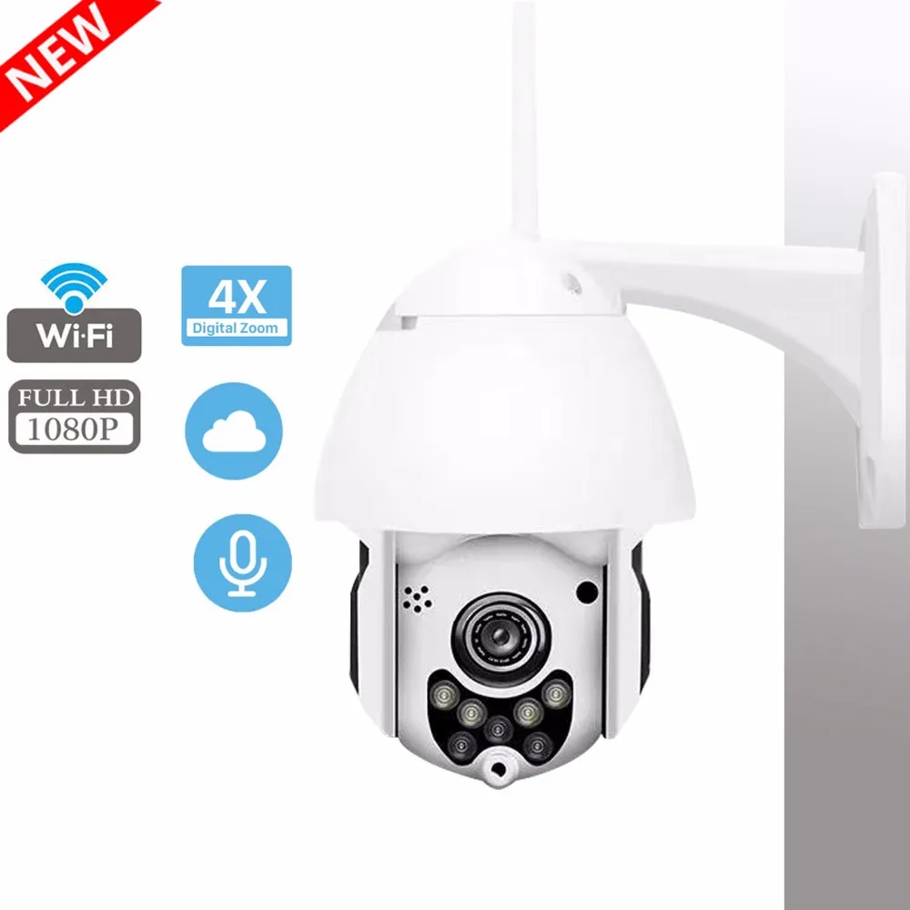 

TOMLOV WIFI Camera Outdoor PTZ IP Camera 1080p Speed Dome CCTV Security Cameras IP Camera WIFI Exterior 2MP IR Home Surveilance