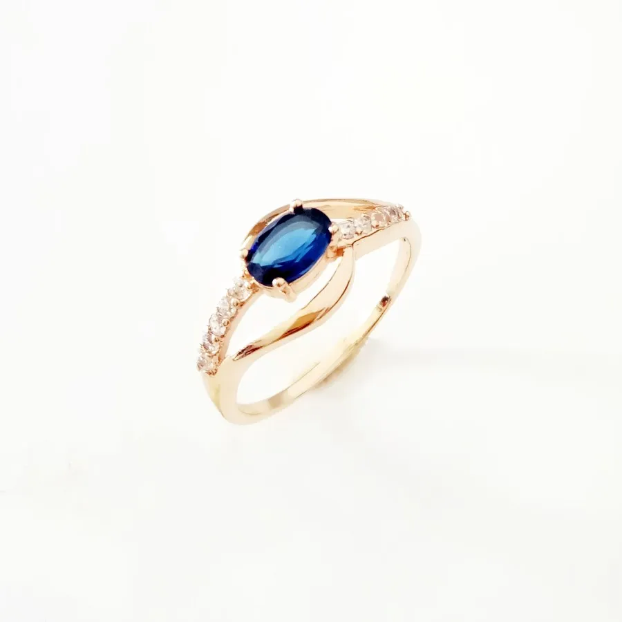

Women Rings Engagement Ring 2018 New Fashion 585 Gold Color Jewelry Royal Blue Cubic Zircon Women Jewelry
