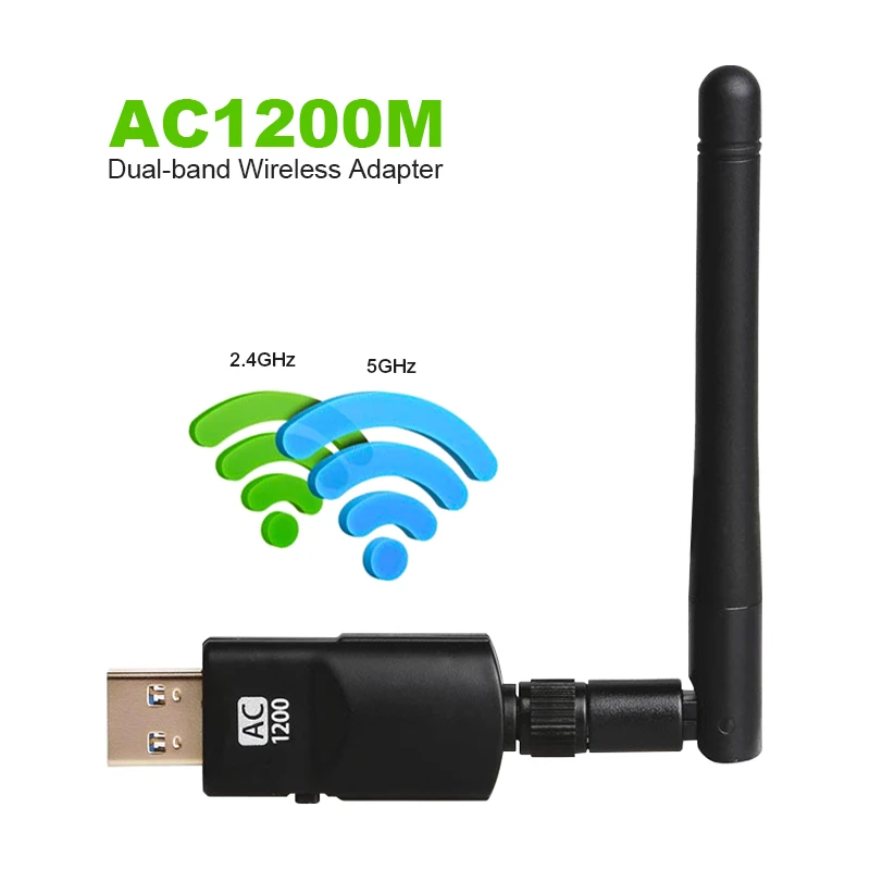 Беспроводной Wi Fi адаптер 1200 Мбит/с usb 802 11 два диапазона acbgn антенна переменного