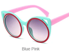 blue pink Laurafairy Симпатичные Ретро Стиль Cateye Дизайн Защита от солнца Очки Цвет блок УФ-защита детей Солнцезащитные очки для женщин Óculos De Sol Infantil 6150 - Цвет линз: blue pink
