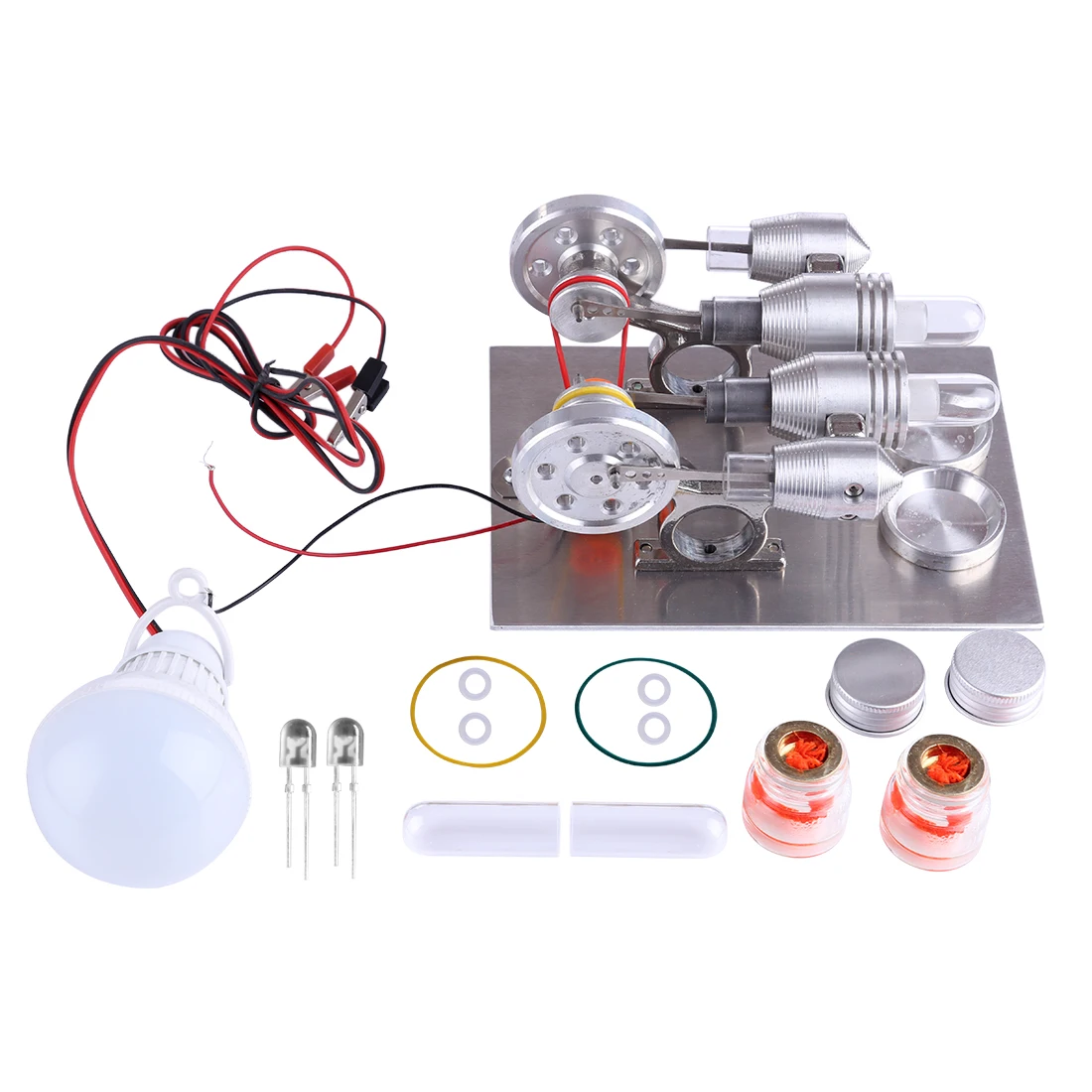 

Double Cylinder Stirling Engine Model Physics Science Experiment Toy For Student Learning Kit