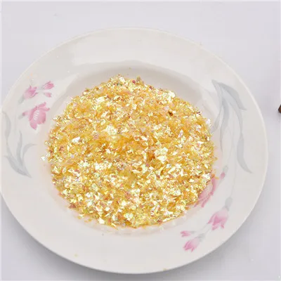 gold yellow Неровные Оболочки Бумаги блесток DIY ногтей Flakies красочные блестки для нейл Арта(искусство украшения ногтей) для 3D украшения ногтей 20 г/упак - Color: gold yellow