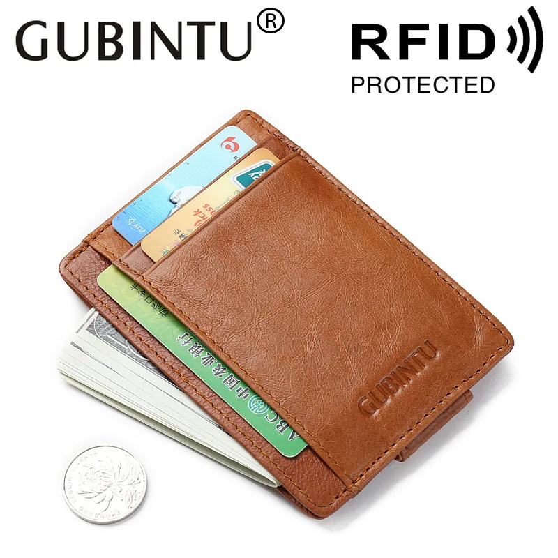 

Fashion Men Magnet Slim Money Clip Credit Card Case Genuine Leather Front Pocket Wallet RFID Blocking