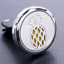 

New pineapple Stainless Steel Car Air Freshener Perfume Essential Oil Diffuser Locket Random Send 1pcs Oil Pads as Gift