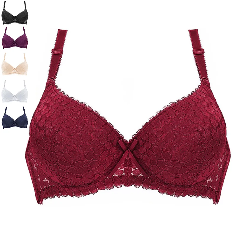 

Women Thick Padded Lace Bra Sexy Super Push Up Bralette Intimates Lingerie Floral Bras for Female Underwear A/B Cup Brassiere