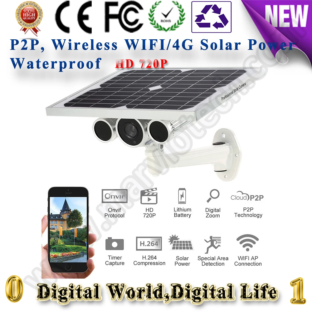 720P 2x12AH font b wireless b font solar power font b ip b font font b