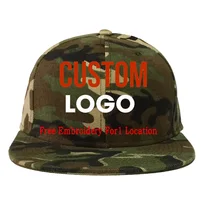 На Заказ Только Один Логотип, Текст Вышивка Камо Крышки Snapback Мужчины Женщины Камуфляж Плоский Биль 6 Панели Крышки Snapback Бесплатная Доставка