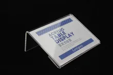 Mesa de escritorio de acrílico de 10X8 cm soporte de la tarjeta del nombre del cartel de la muestra del menú de la etiqueta de la lista de precios de acrílico titular de la