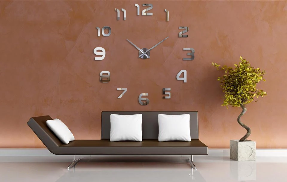 E-COEUS, 3D цифровые настенные часы, зеркальные часы, современный дизайн, декоративные светодиодные настенные часы, креативный подарок, кварцевый механизм