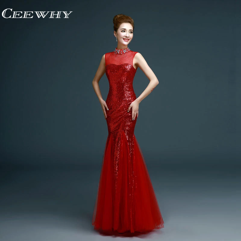 CEEWHY винтажные вечерние платья с блестками Длинные вечерние элегантное вечернее платье «русалка» платье Robe De Soiree