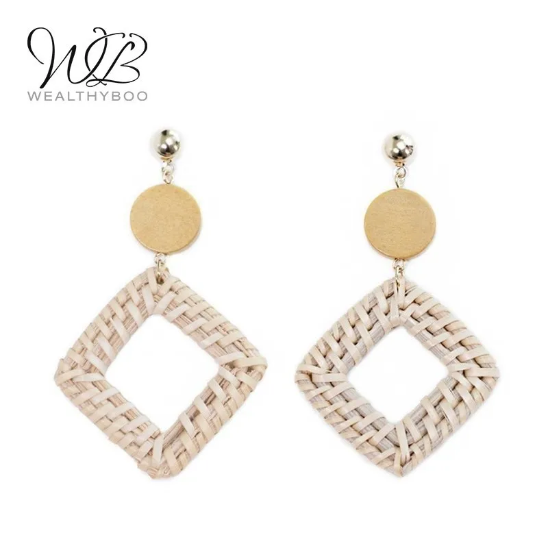 WEALTHYBOO Rattan Bohemia Earrings For Women 2018 Fashion Jewelry Geometric Tassel Drop Dangle Wedding Gifts | Украшения и