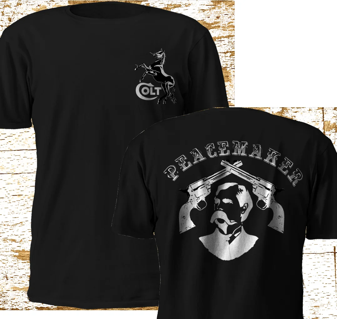 

2019 New Colt Peacemaker Wyatt Earp Cowboy Gun Pistol Doc Black T Shirt S-5XL