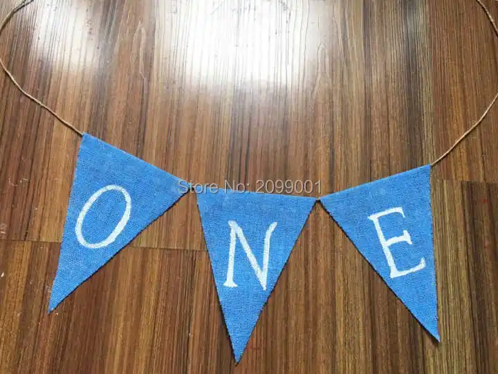 Мальчик первый день рождения овсянки один синий мешковины гирлянды Baby Shower декор сада гирлянды принц стульчик овсянка Лидер продаж