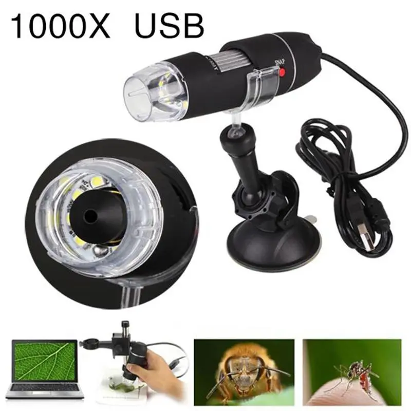 Jetery 2MP 1000X 8LED USB портативный цифровой микроскоп Видео камера лупа+ подставка Мега пиксель микроскопио Лупа эндоскоп