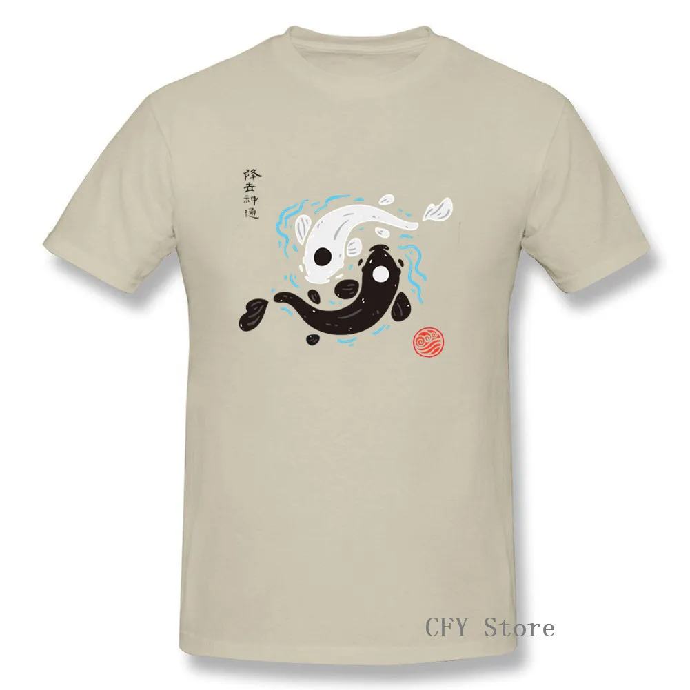 Мужская футболка в японском стиле Yin Yang Koi Fish белая с изображением Аватара летняя