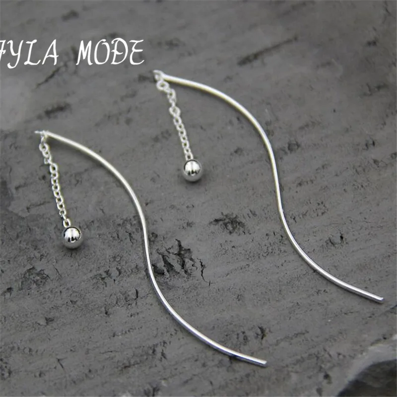 Vintage Long Chain Women Drop Earrings Fashion Round Pendant Charms Dangle Earring Made With S925 Pure Silver Lady Jewelry | Украшения и