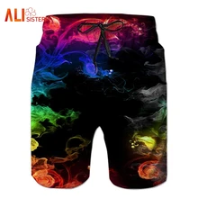 Мужские пляжные шорты, быстросохнущие, цветные, дымчатые/Геометрические/Череп/Космос, 3d шорты, Hombre, цветные, яркие, летние, крутые, 3D принты, пляжные шорты
