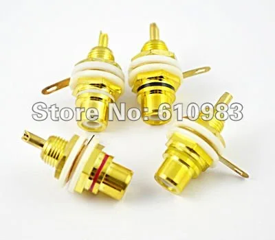 

Free shipping (5 pieces/lot) RCA connector RCA panel mount Jack Bulkhead with nut and solder cup