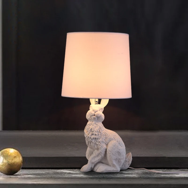 

SETTEMBRE Vintage Table Lamps Black White Green Desk Lamps Resin Fabric Dest Lights Living Room Rabbit Lamp
