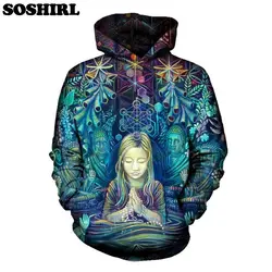 SOSHIRL Spirituality толстовки с капюшоном 3D Galaxy для девочек толстовки Harajuku худи унисекс осенне-зимний спортивный костюм американские размеры