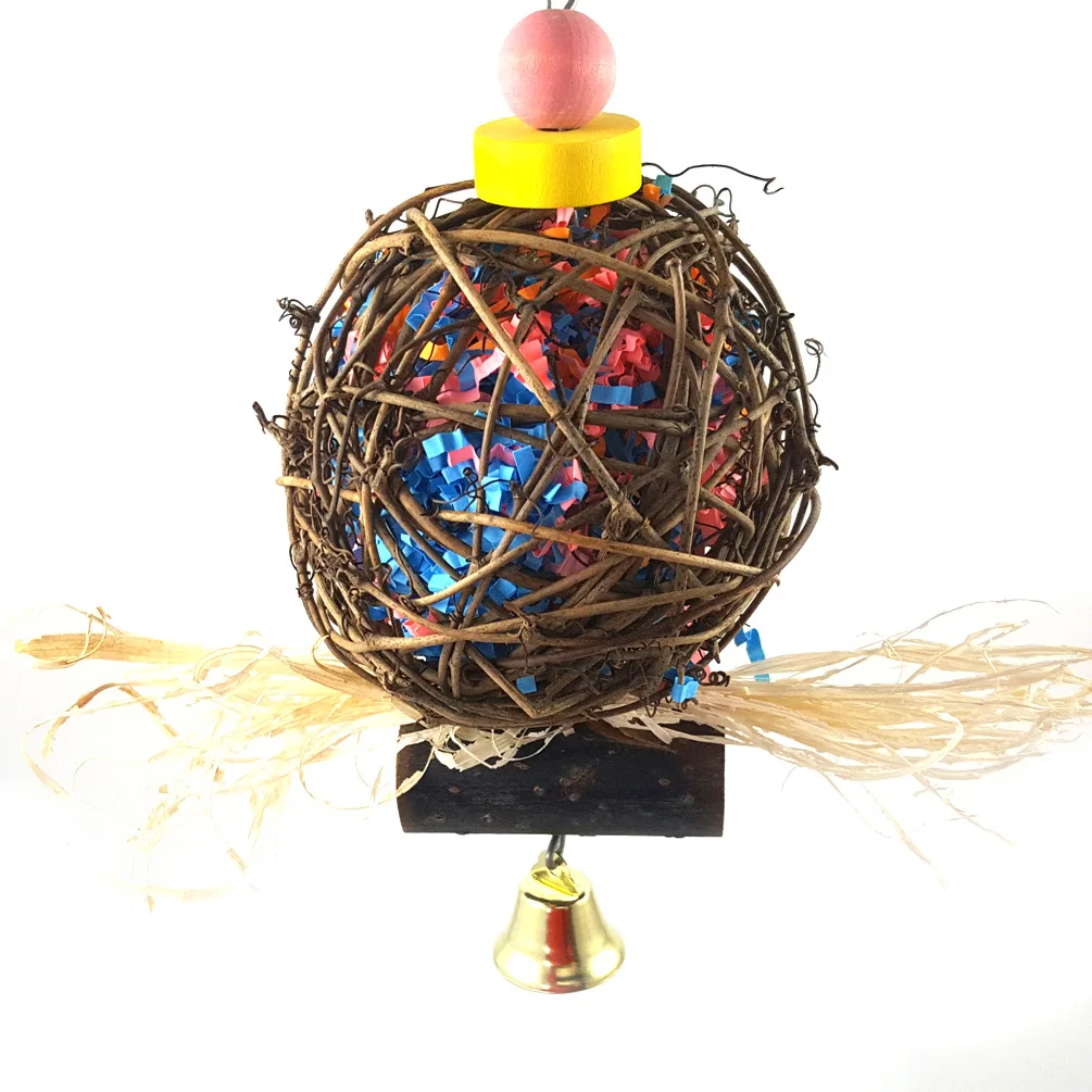Hoomall 1PC Wood Bird Toy With Bell Cute Box Parrot Toy For Birds Ball