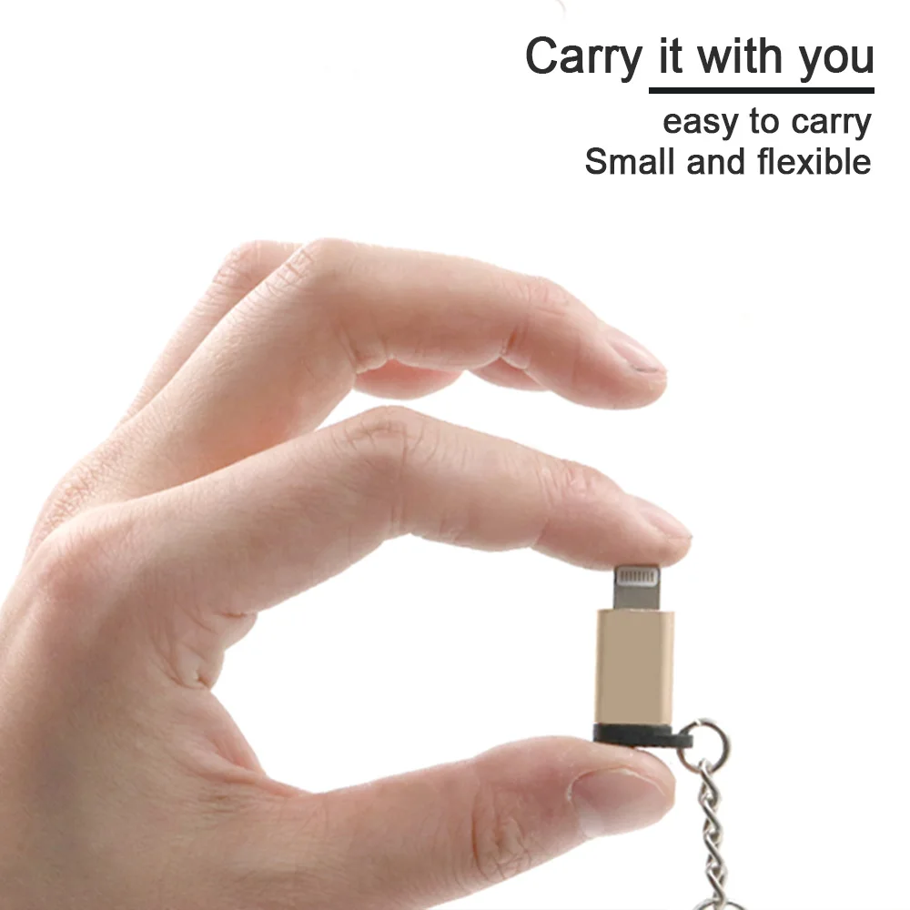 

Mini Charging OTG Adapter Micro USB to Lighting For Iphone X 7 8 6 Plus XS XR MAX Sync Data Convertor with Key Chain for Apple