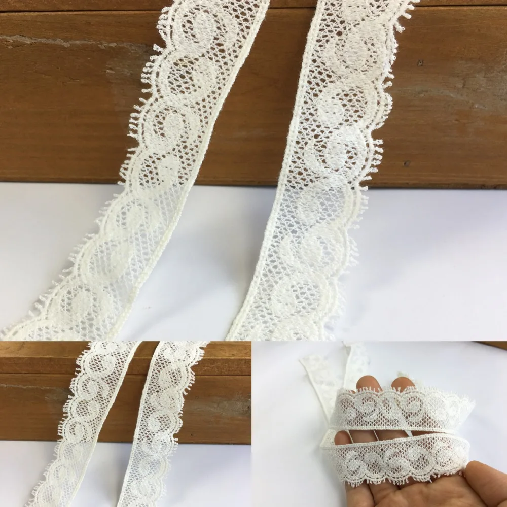 15 meter 2.5cm 0.98" wide ivory cotton tapes lace trim ribbon clothes