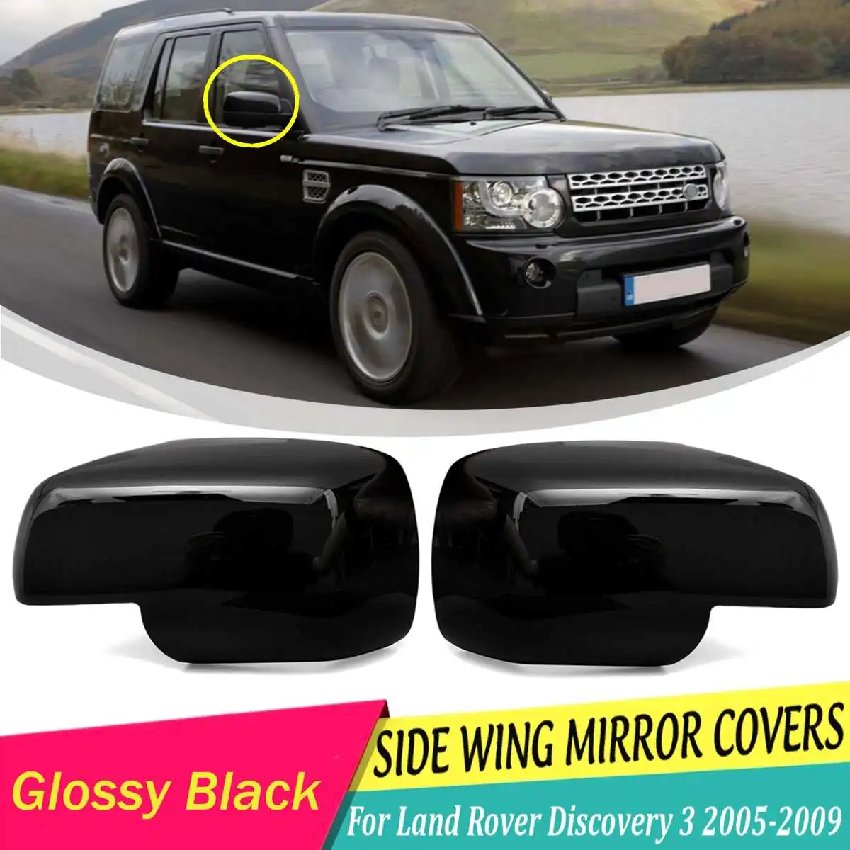 Черное хромированное боковое зеркало заднего вида крышки+ зеркальные линзы для Land Rover Discovery 3 freelander 2 Range Rover Sport 04-09
