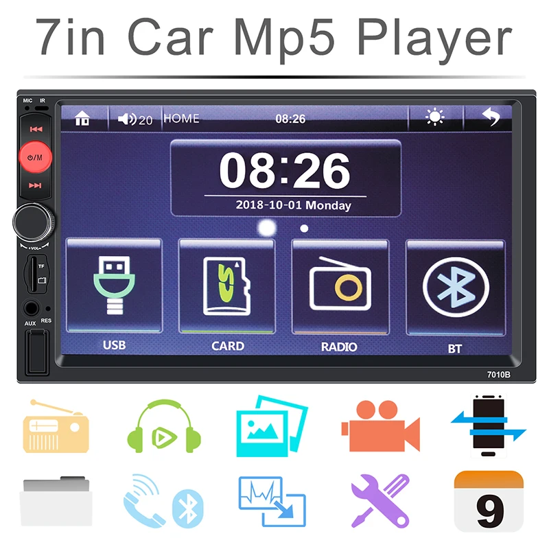 

Car Central Multimedia Player 2 din 7" Touch Screen For iphone Android Mirror link MP5 Player AutoradioAuto Radio Backup Camera