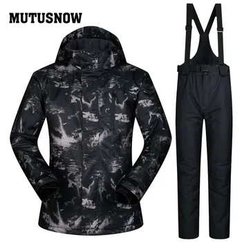 

2019 MUTUSNOW Men Ski Jacket Pant Snowboard Suit Winter Clothing Trouser Windproof Waterproof Hooded Thicken Thermal Male Suit