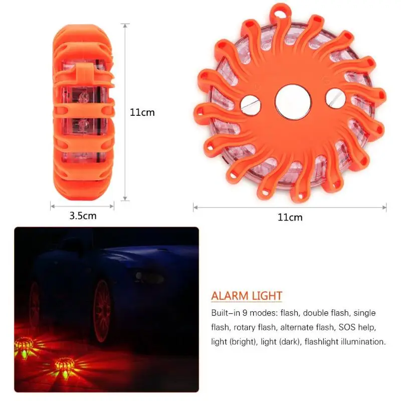 16LED мигающий световой сигнал, запасное освещение рабочих огней Магнитный аварийный фонарик