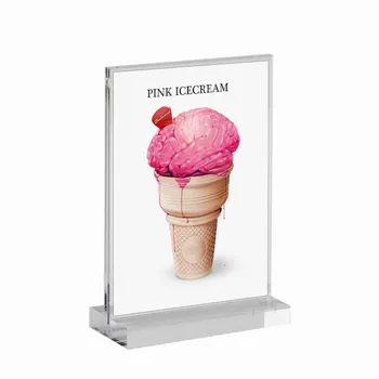 

10*15cm A6 20 pcs T shape double size magnetic display stand Acrylic table Desk menu service Label Holder display Stand