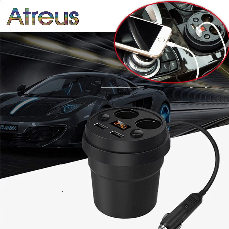 Автомобильное зарядное устройство с 2 USB портами и прикуривателями для Renault Megane