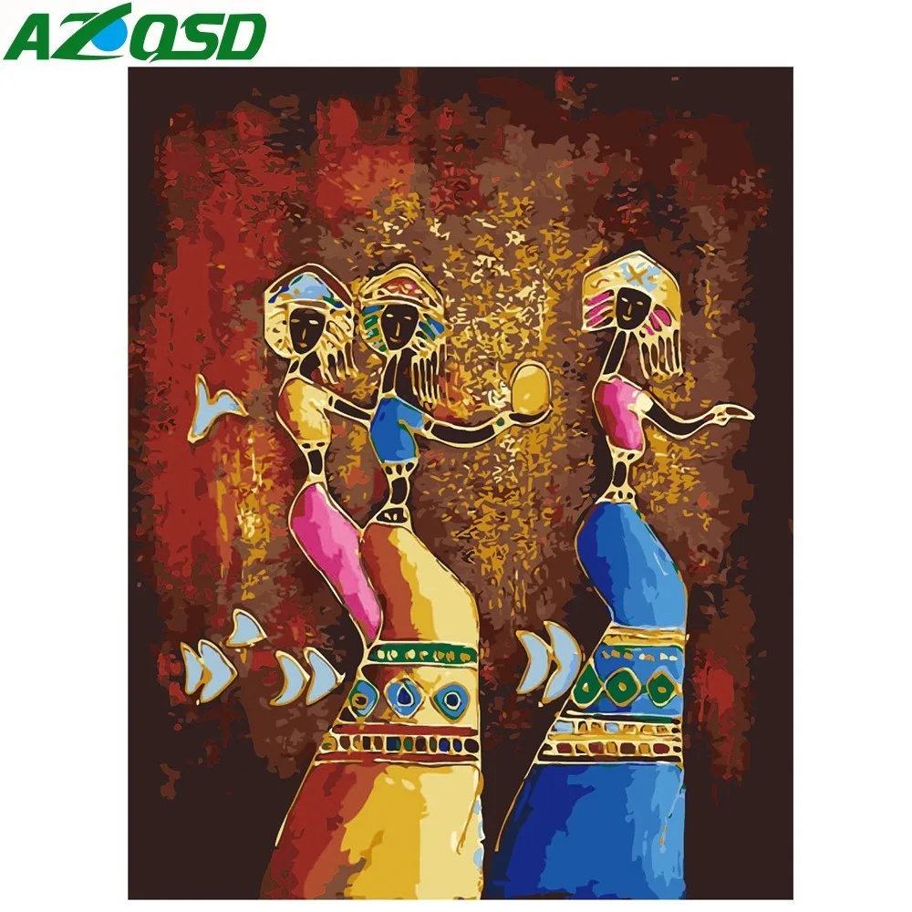 Картина AZQSD по номерам краска АФРИКАНСКАЯ ДЕВУШКА DIY холст Ручная роспись маслом