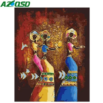 

AZQSD Painting By Numbers Paint African Girl DIY Canvas Picture Hand Painted Oil Painting Home Decoration K438