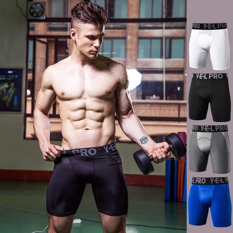 

Men Bodybuilding Fitness Gyms Shorts Male Muscle Alive Elastic Compression Tights Trousers Jogging Quickly Dry Running Shorts
