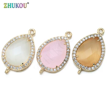 

14*23mm High Quality Brass Cubic Zirconia Rectangle shape Charms Connectors DIY Jewelry Findings Making, Hole:1.0mm Model: VS297