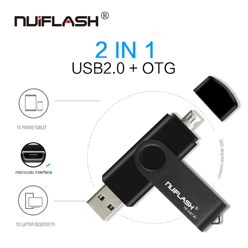 

Nuiflash 2 in 1 OTG USB Flash Drive 128GB 64GB 32GB 16GB 8GB Pen drive Smart Phone External Storage Pen Drive Android USB Stick