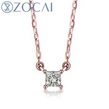 شراءZOCAI تصميم المختنق 0.09 Ct مصدق H/SI Diamond رابط قلادة 18 كيلو روز الذهب (Au750) D80009T