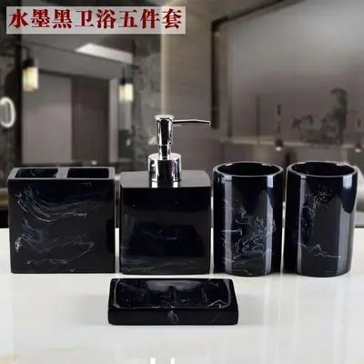 Bathroom Set Ceramic Accessories Set 5Pcs Toothbrush Holder Lotion Dispenser Soap birthday wedding gift Bathroom Accessories - Цвет: C-ceramics