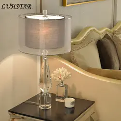 Кристалл Настольная лампа Спальня прикроватный светильник Современный домашний декор текстиля Светодиодная лампа для загара Творческий