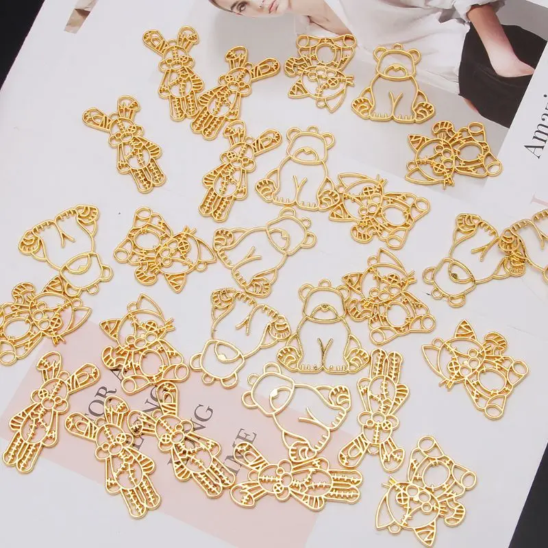 

30Pcs Assorted Rabbit Cat Bear Frames Keychain Pendant UV Resin Jewelry Making