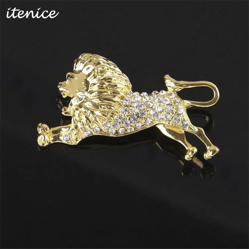 

Itenice 2019 New Fashion Jewelry Trendy Classic Egypt Style Breastpin Gold Metal Crystal Lion Brooch For Men And Women