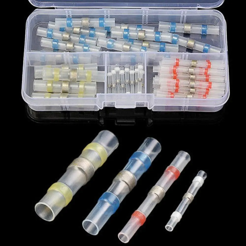 

100/60/50 Pcs Mixed Heat Shrink Sordering Terminals Waterproof Solder Sleeve Tube Electrical Wire Insulated Butt Connectors Kit
